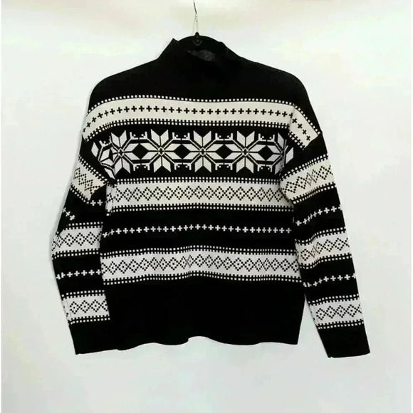Nicole Miller Black And White Turtleneck Sweater Size M. - Picture 2 of 8